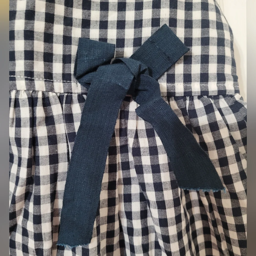 $ NWT GARB Tram Navy‎ Blue Gingham Embroidered  Dress